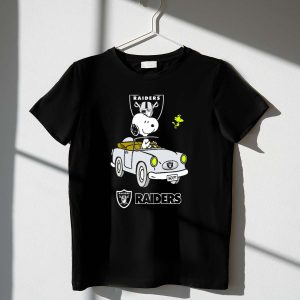 Raiders Snoopy Driving Cartoon with Woodstock and NFL 1 T Shirt