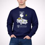 Raiders Snoopy Driving Cartoon with Woodstock and NFL 3 Sweatshirt