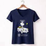 Raiders Snoopy Driving Cartoon with Woodstock and NFL 5 Womens V Neck