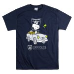 Raiders Snoopy Driving Cartoon with Woodstock and NFL T Shirt 7