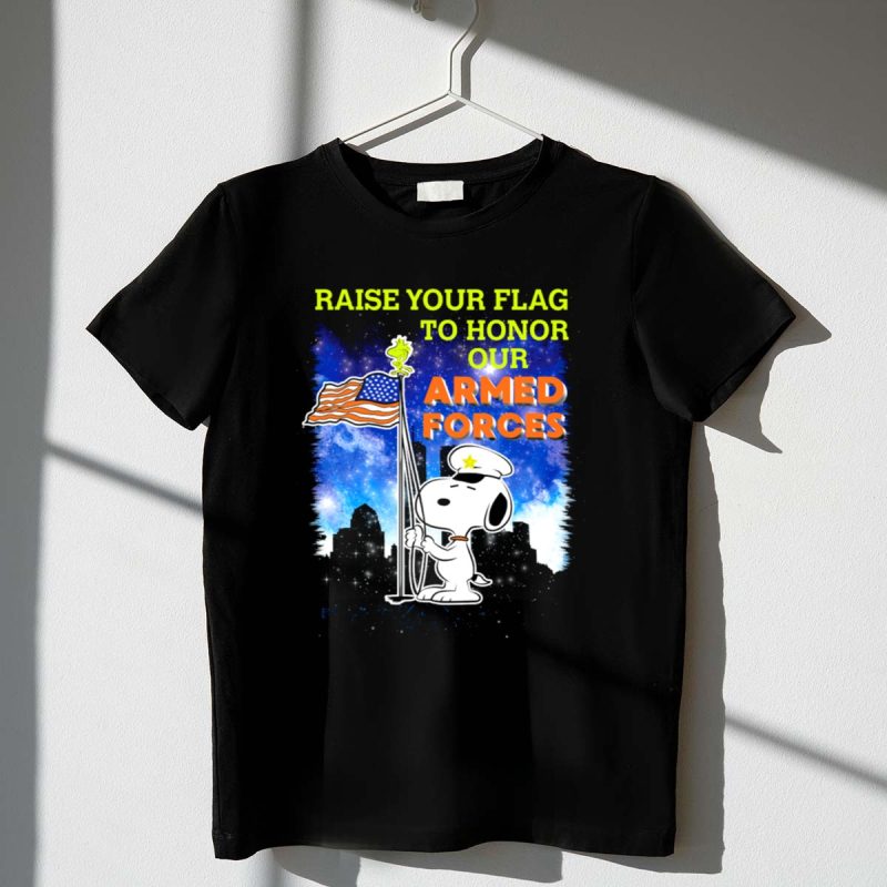Raise Your Flag To Honor Our Armed Forces With Snoopy From The Peanuts Movie 1 T Shirt