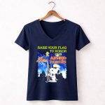 Raise Your Flag To Honor Our Armed Forces with Snoopy From The Peanuts Movie 5 Womens V Neck