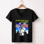Raise Your Flag To Honor Our Armed Forces with Snoopy From The Peanuts Movie 7 Womens V Neck