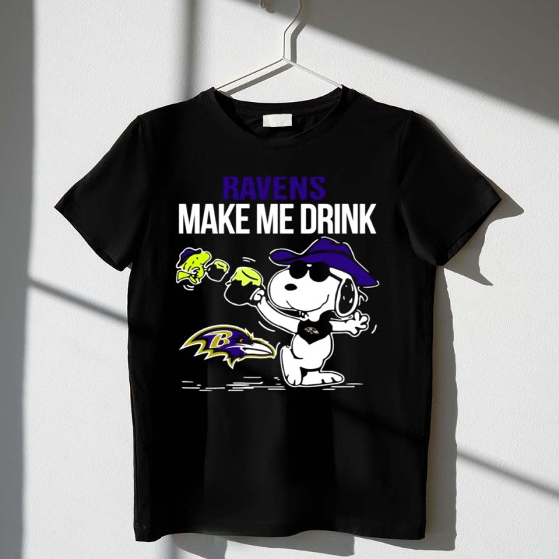 Ravens Make Me Drink Snoopy Baltimore Football Fan 1 T Shirt
