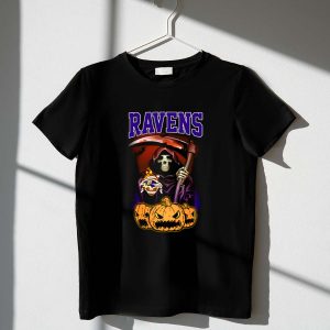 Ravens Reaper with Scythe and Pumpkins Halloween Baltimore Ravens 1 T Shirt