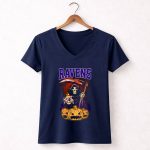 Ravens Reaper with Scythe and Pumpkins Halloween Baltimore Ravens 5 Womens V Neck