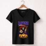 Ravens Reaper with Scythe and Pumpkins Halloween Baltimore Ravens 7 Womens V Neck