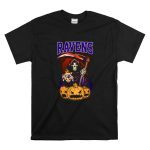 Ravens Reaper with Scythe and Pumpkins Halloween Baltimore Ravens T Shirt 6