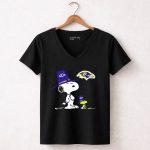 Ravens Snoopy And Woodstock Thanksgiving Pilgrim Hats Nfl Baltimore Ravens 5 Womens V Neck1