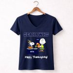 SEATTLE SEAHAWKS SNOOPY CHARLIE BROWN HAPPY THANKSGIVING 5 Womens V Neck