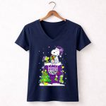 Sacramento Kings Christmas Snoopy And Woodstock Present Fan 5 Womens V Neck
