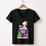 Sacramento Kings Christmas Snoopy And Woodstock Present Fan 7 Womens V Neck