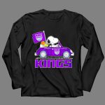 Sacramento Kings Snoopy Dog Driving Car with Flag and Basketball 4 Long Sleeves