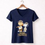 San Diego Padres Charlie Brown And Snoopy Baseball Cartoon Fan 5 Womens V Neck.jpg