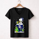 San Diego Padres Snoopy Christmas Theme 7 Womens V Neck.jpg