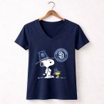 San Diego Padres Snoopy Woodstock Baseball Club Pilgrim Hat 5 Womens V Neck.jpg