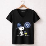 San Diego Padres Snoopy Woodstock Baseball Club Pilgrim Hat 7 Womens V Neck.jpg