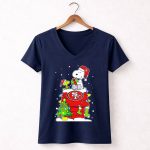 San Francisco 49ers Christmas With Snoopy And Woodstock 5 Womens V Neck