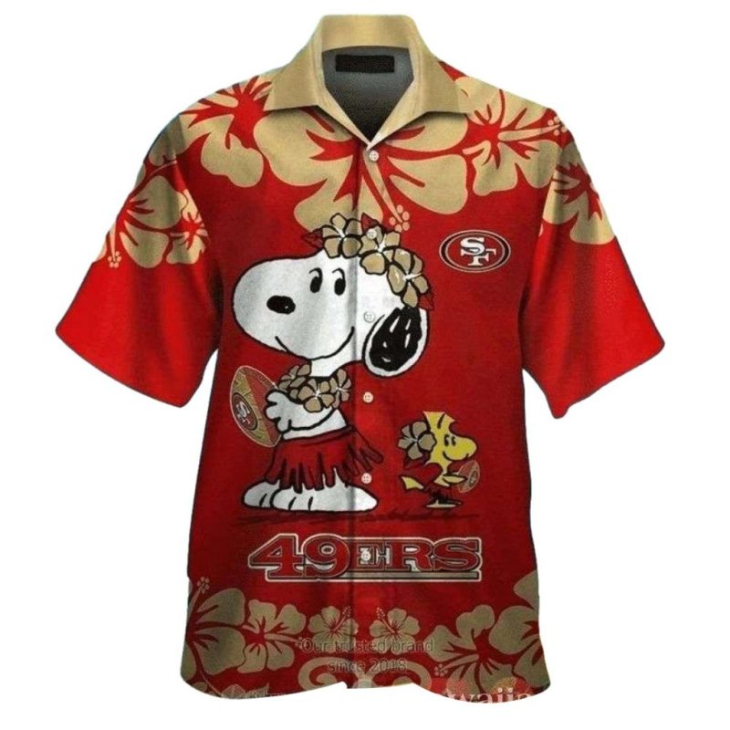 San Francisco 49Ers Cute Snoopy Woodstock Tropical Hawaiian Shirt 1.Jpg