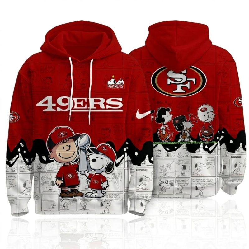 San Francisco 49Ers Peanuts Snoopy Charlie Browns Winter All Over Print Hoodie 1.Jpg