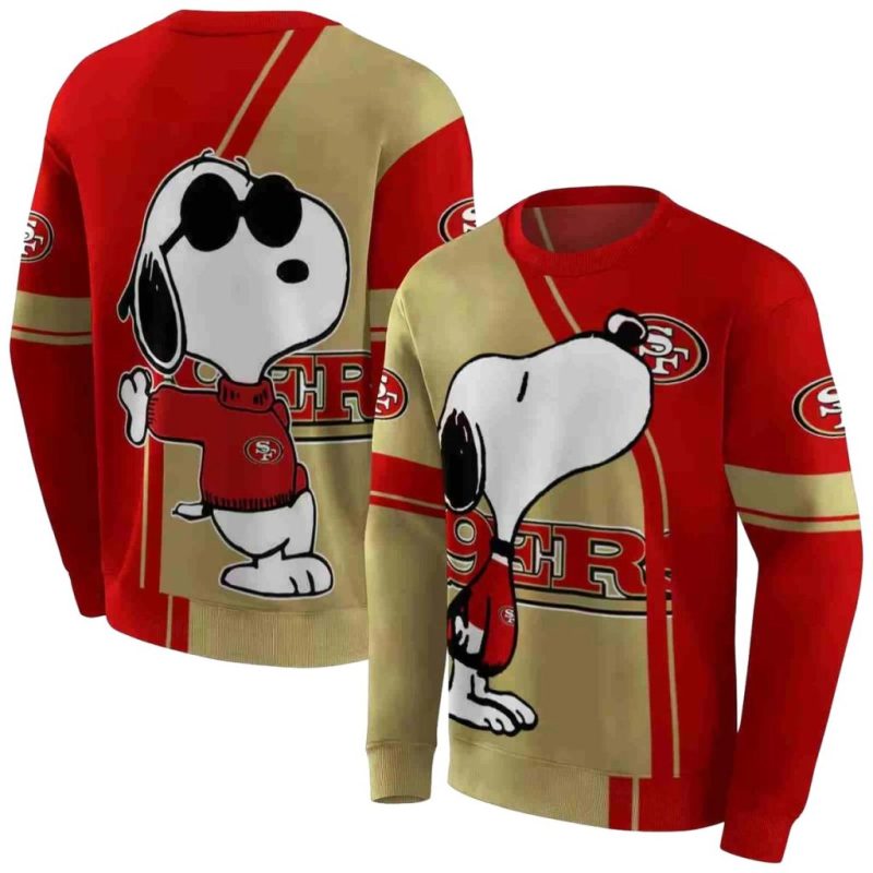 San Francisco 49Ers Playful Snoopy All Over Print Sweatshirt 1.Jpg