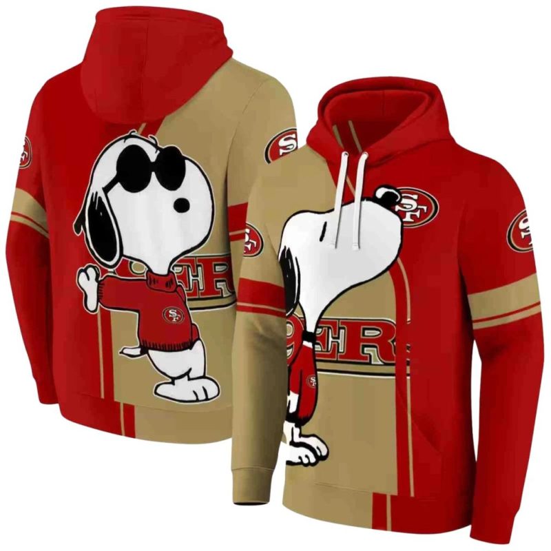 San Francisco 49Ers Playful Snoopy Red All Over Print Hoodie 1.Jpg