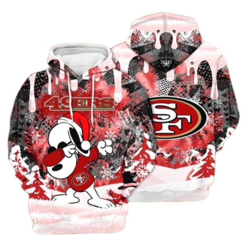 San Francisco 49Ers Snoopy Dabbing The Peanuts All Over Print Hoodie 1.Jpg