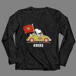 San Francisco 49ers Snoopy Driving Car With Sf Flag 4 Long Sleeves