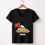 San Francisco 49ers Snoopy Driving Car With Sf Flag 7 Womens V Neck