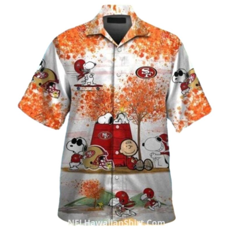 San Francisco 49Ers Snoopy Football Autumn Scene Hawaiian Shirt 1.Jpg