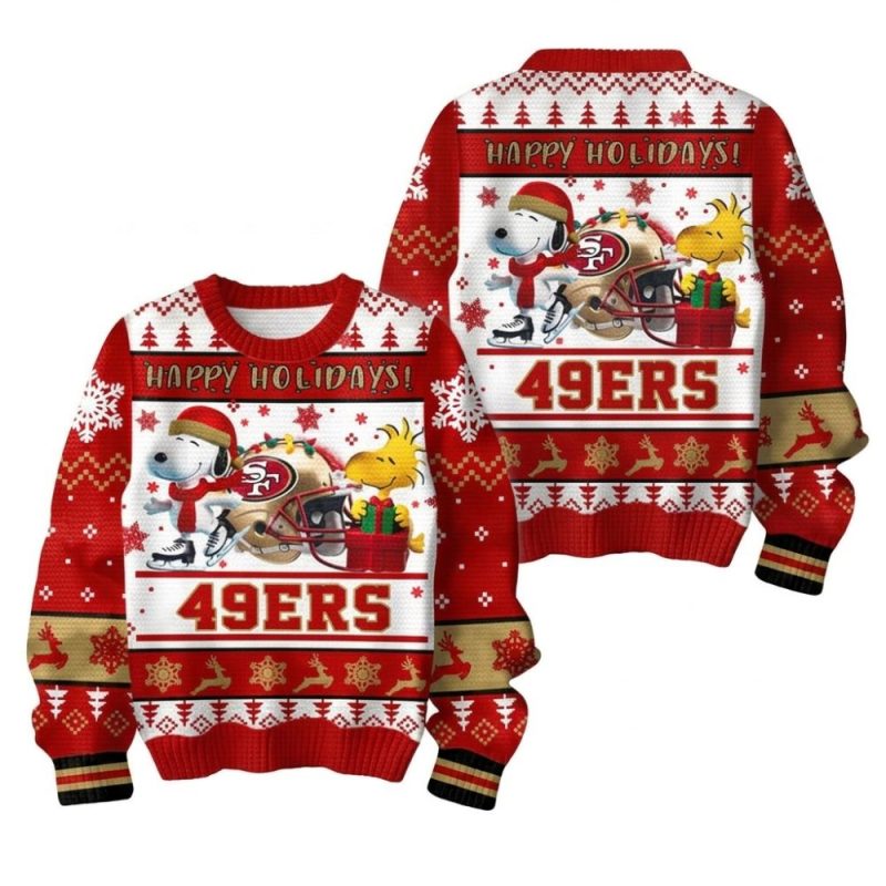 San Francisco 49Ers Snoopy Happy Holiday Merry Christmas Football Ugly Sweater 1.Jpg