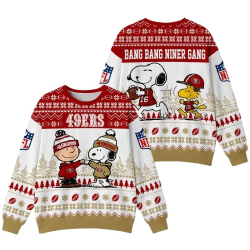 San Francisco 49Ers Snoopy Peanuts Bang Bang Niner Gang Ugly Sweater 1.Jpg