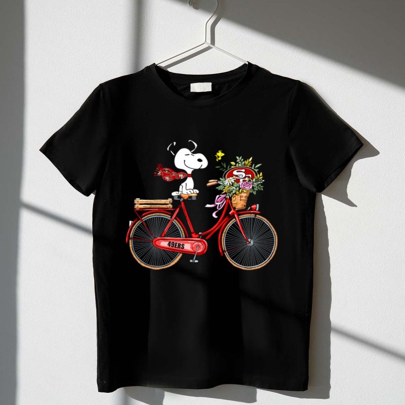 San Francisco 49Ers Snoopy Riding Bike With Flowers 1 T Shirt