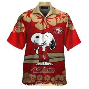 San Francisco 49ers Snoopy Surf Hibiscus Floral Hawaiian Shirt 1.jpg