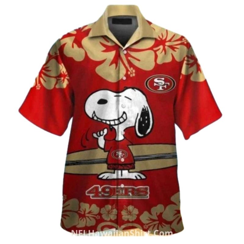 San Francisco 49Ers Snoopy Surf Hibiscus Floral Hawaiian Shirt 1.Jpg
