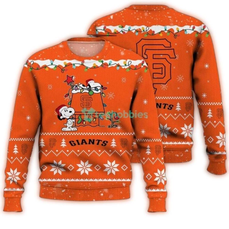 San Francisco Giants Peanuts Snoopy Santa Holiday Ugly Sweater 1.Jpg