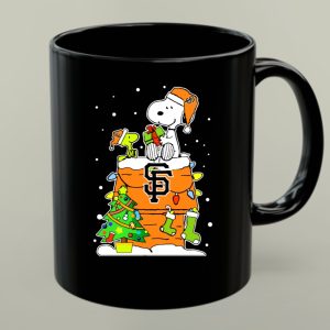 San Francisco Giants Snoopy Christmas Santa Hat With Woodstock And Presents 1 mug 1.jpg