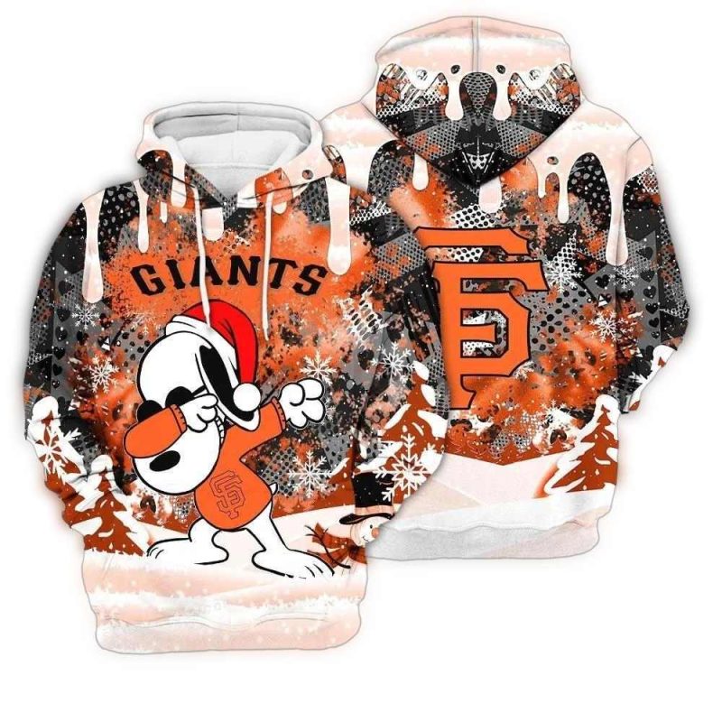 San Francisco Giants Snoopy Dabbing Christmas All Over Print Hoodie 1.Jpg