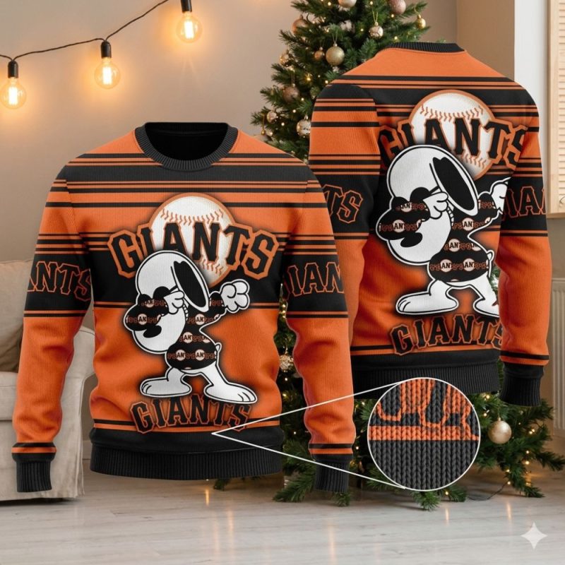 San Francisco Giants Snoopy Dabbing Ugly Sweater 1.Jpg