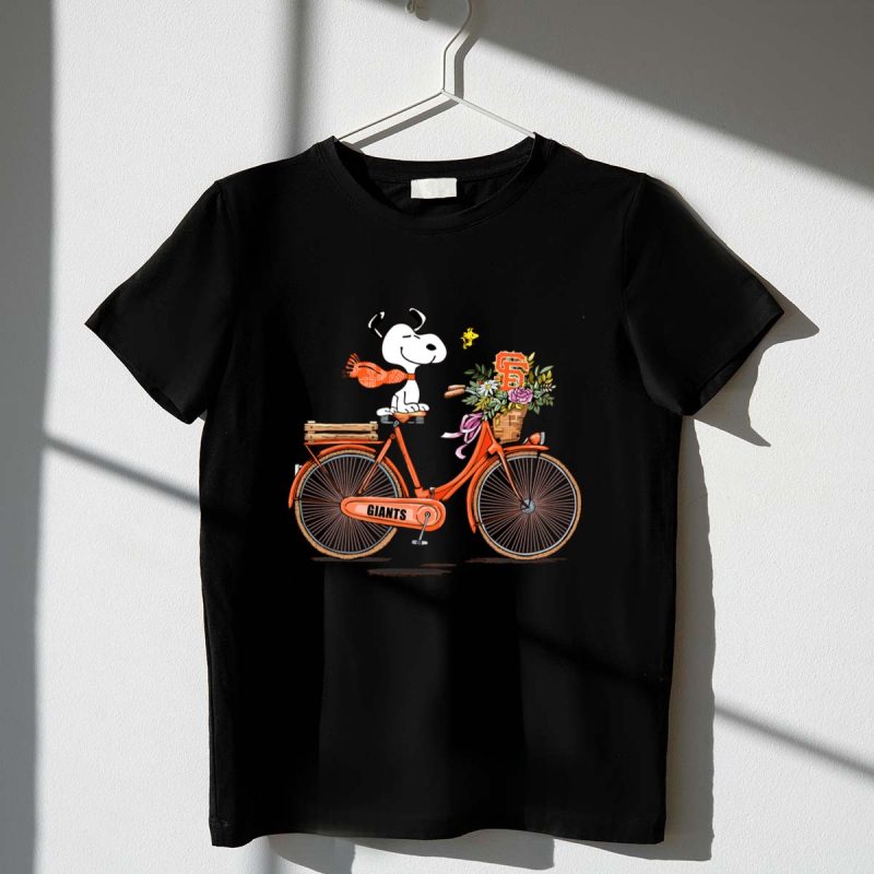 San Francisco Giants Snoopy On Bicycle With Flowers 1 T Shirt