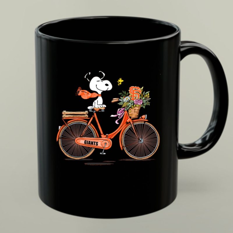 San Francisco Giants Snoopy On Bicycle With Flowers 1 Mug 1.Jpg