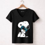 San Jose Sharks Snoopy Hockey Puck 7 Womens V Neck.jpg