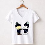 Seattle Kraken Snoopy and Charlie Brown Fist Bump 5 Womens V Neck.jpg