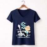 Seattle Kraken Snoopy and Charlie Brown dancing 5 Womens V Neck.jpg