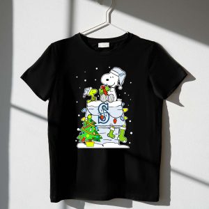 Seattle Mariners Snoopy Christmas Celebration With Woodstock And Holiday Tree 1 T Shirt 1.jpg