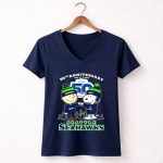Seattle Seahawks 50th Anniversary 1976 2026 Snoopy And Charlie Brown High Fight 5 Womens V Neck 1.jpg