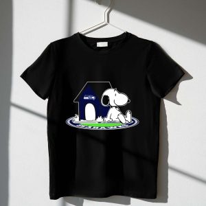 Seattle Seahawks Fan Forever with Snoopy Sitting by Doghouse 1 T Shirt
