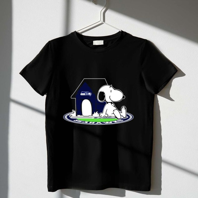 Seattle Seahawks Fan Forever With Snoopy Sitting By Doghouse 1 T Shirt