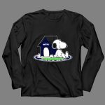 Seattle Seahawks Fan Forever with Snoopy Sitting by Doghouse 4 Long Sleeves