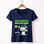 Seattle Seahawks Make Me Drink Snoopy Fan Celebration 5 Womens V Neck